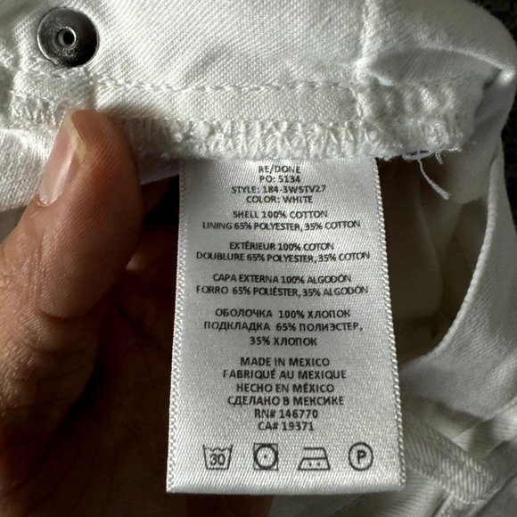 Re/Done Women's Size 30 White High Waist 70's Stovepipe Straight Leg Crop Jeans - Picture 8 of 11